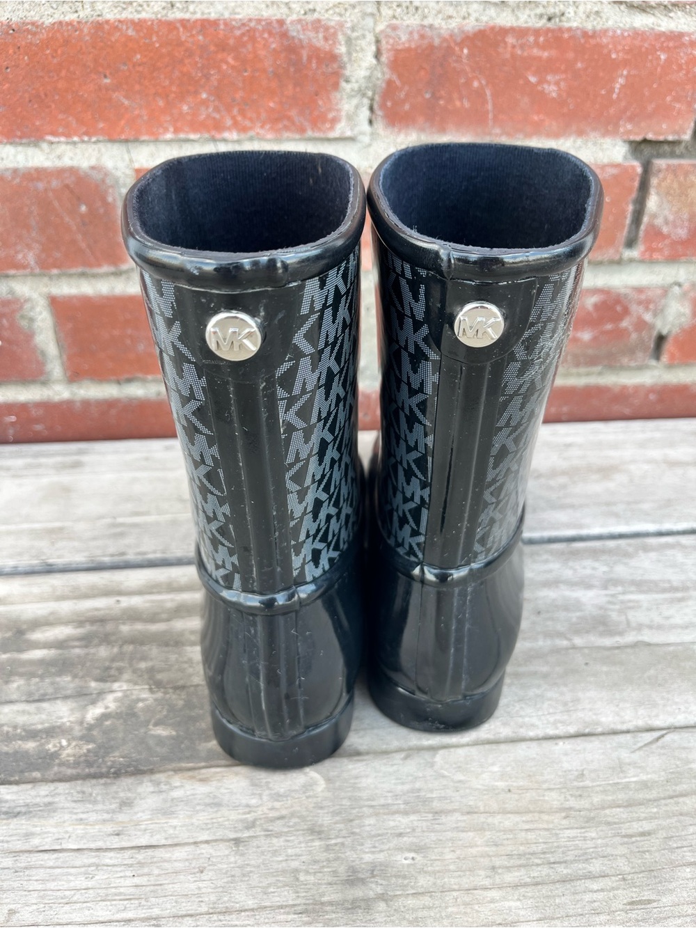 Women’s Michael Kors Black and Gray MK Logo Rain Boots - Picture 3 of 4